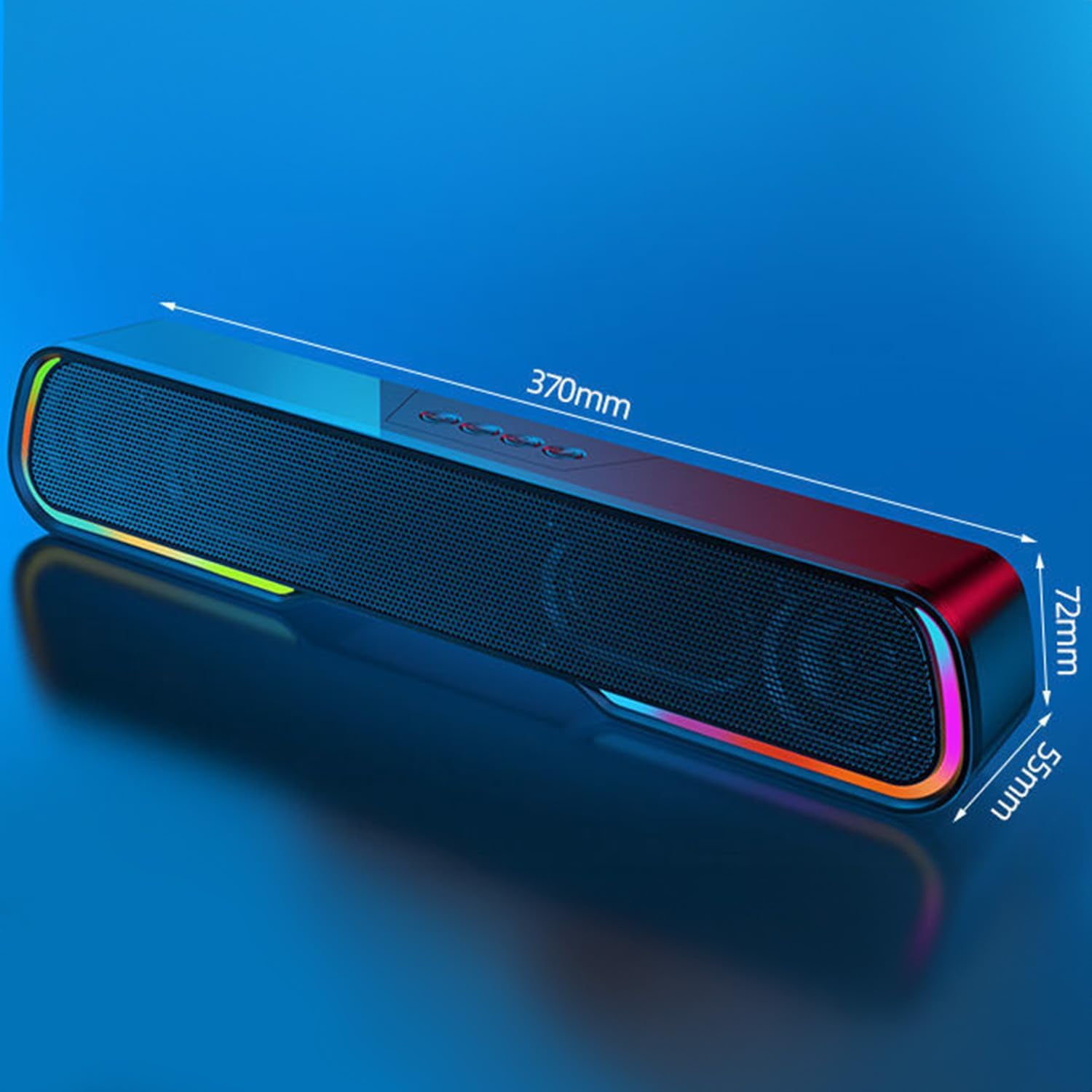 Computer Speakers, HiFi Stereo Desktop Soundbar, Dynamic RGB PC Gaming Speaker, Bluetooth 5.0 & 3.5mm Aux Wired Compact Sound Bar for Desktop, Projectors, Tablet, Phones, Black
