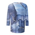 thumbnail image 5 of CHOK Ichuanyi Hauts pour Femmes Liquidation d'Été T-shirt Imprimé Mode pour Femmes Blouse Mi-Longue Manches 3/4 Col Rond Hauts Décontractés, 5 of 5