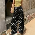 thumbnail image 2 of Polka Dot Pants for Women 2026 Summer Casual Drawstring Wide Leg Barrel Jeans Flowy Satin Silk Balloon Palazzo Pant,XL,Black, 2 of 8
