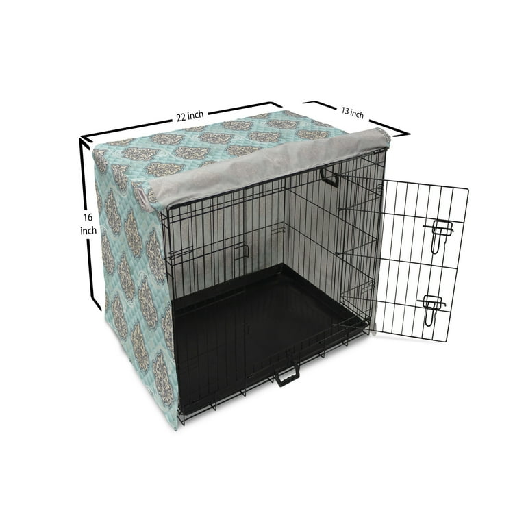 Victorian Dog Crate Cover Rococo Style Design Tiles Romantic Diamond Swirls Easy to Use Pet Kennel Cover Small Dogs Puppies Kittens 7 Sizes Pale