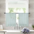 thumbnail image 3 of Blue Green Semi Sheer Curtains 54 Inch Length 2 Panels Set, Grid Checkered Plaid Gingham Lattice Trellis Sheer Kitchen Curtain Privacy Voile Window Curtain for Living Room Bedroom Rod Pocket Drapes, 3 of 7