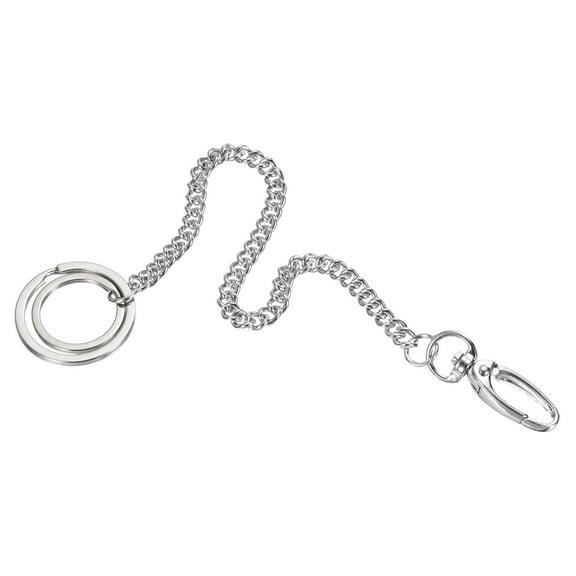 Uxcell 8" Wallet Key Chain with Keyrings Clasp Metal Belt Loop Clip, Silver