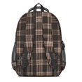 thumbnail image 2 of Brown and Black Checkered Pattern Backpack for School, Cute School Bag with Adjustable Shoulder Straps and Padded Back, 16.9"x12.6"x5.9", 2 of 4