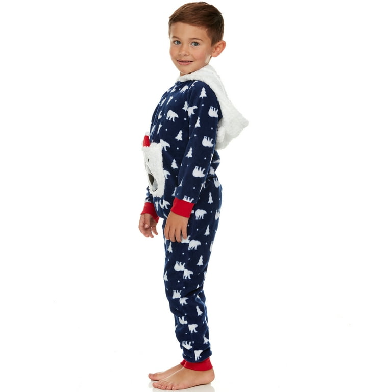 Toddler Boys Sleepware Onesie Hooded Night Pajama with Cartoon Pet Pocket,  Available in Sizes 2-12 Years Old Toddler Boy Nightwear Pajama, Cozy -  Comfortable - Kids Pjs - Cloths,POLAR EXPRESS 