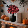 thumbnail image 2 of Black Halloween Artificial Flowers | Plastic Floral Arrangement Cuttings | 40cm Spooky Party Decor | Orange & Red Accents | 1-Pack, 2 of 5