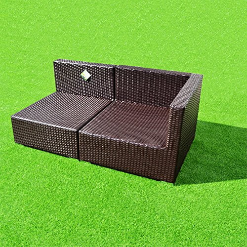 Strong Camel 7 PC Rattan Wicker Patio Set Outdoor Sectional Sofa Furniture With Cushion (Beige)