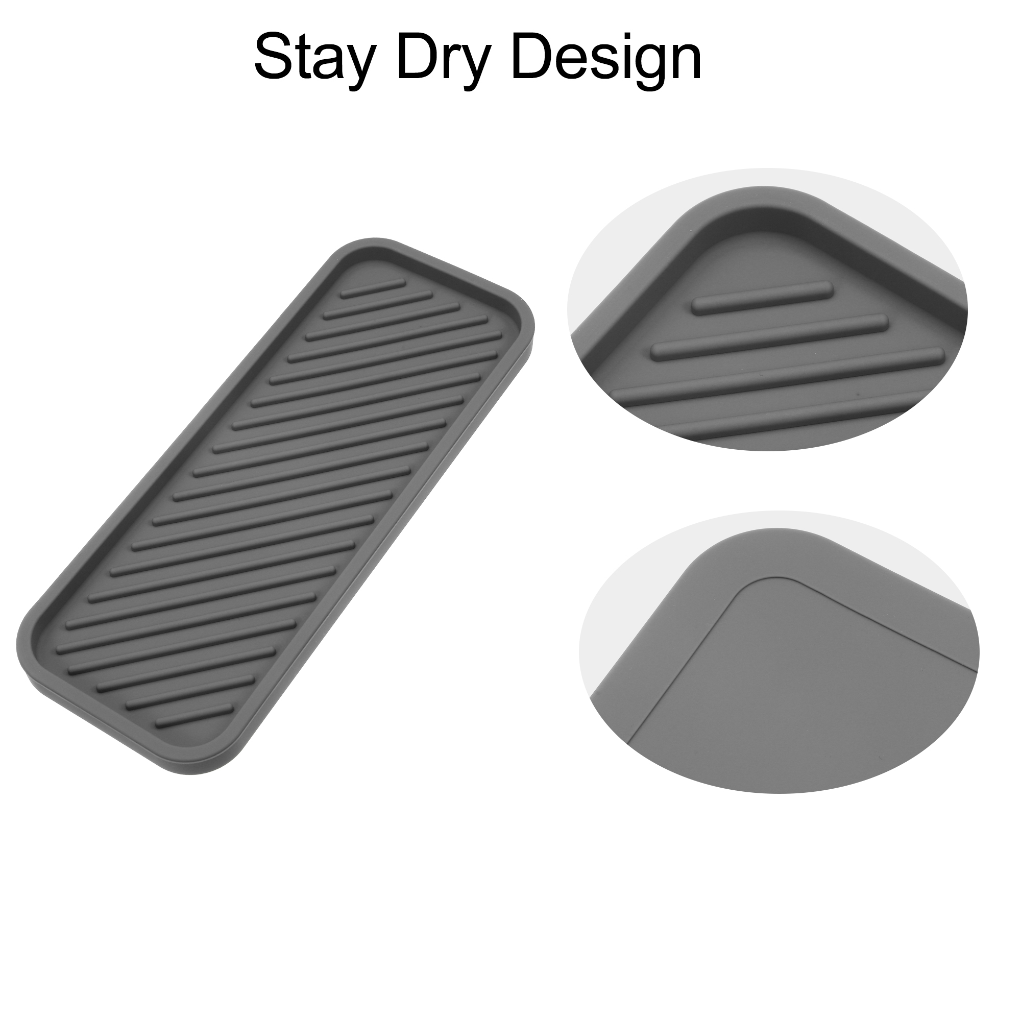 Unique Bargains Soap Dish Keep Soap Dry for Home Bathroom Kitchen Silicone Gray 22.8x9cm