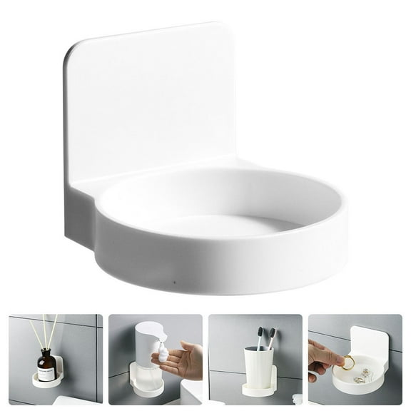 Soimiss 1Pc Bathroom Storage Holder White Drill Free Wall Suction Rack for Toiletries