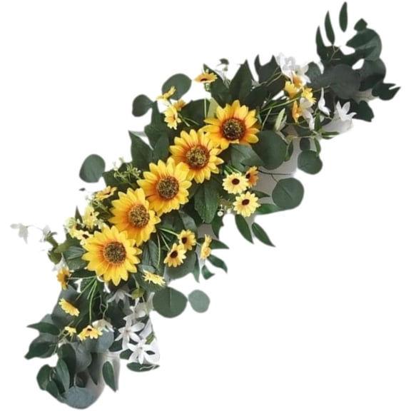 Wedding Arch Flowers 75cm Artificial Sunflower Swag Decorative Swag Artificial Floral Swag for Wedding Arch Front Door House Wall Decoration