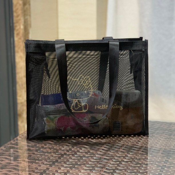 Bolsa de cosméticos de malla de Hello Kitty para mujer, bolso de almacenamiento portátil de Anime, Kawaii, Kittys, chica, compras, viaje, bolsa de lavado, regalo