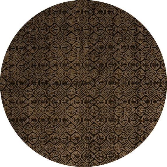 Ahgly Company Indoor Round Abstract Brown Modern Area Rugs, 3' Round