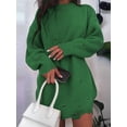 thumbnail image 6 of Women'S Oversized Solid Color Round Neck Long Sleeve Pullover Distressed Knit Sweater Top Green XXXL, 6 of 8
