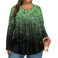 thumbnail image 2 of TQWQT Plus Size Tops for Women Dressy Cute Ladies Plus Size Tops V Neck Long Sleeve T Shirts Plus Women Ethnic Floral Print Casual Blouses 5x Women Plus Size Clothing Green 3XL, 2 of 5