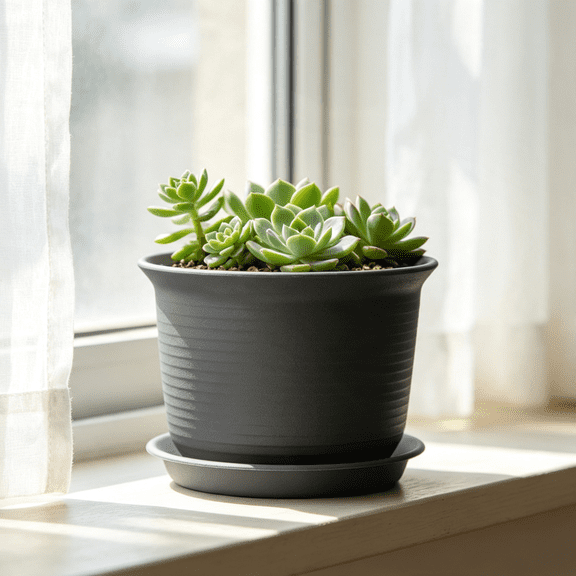 Thickened Plastic Flower Pot with Saucer for Garden Patio Home Decor Indoor Outdoor 5.9*5.9*4.3 in Black 1PCS