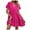 Hot Pink, variant on zaveiop Women's Roll up Short Sleeve V Neck Ruffle Hem Solid Swing Smock Dress (Hot Pink, L)