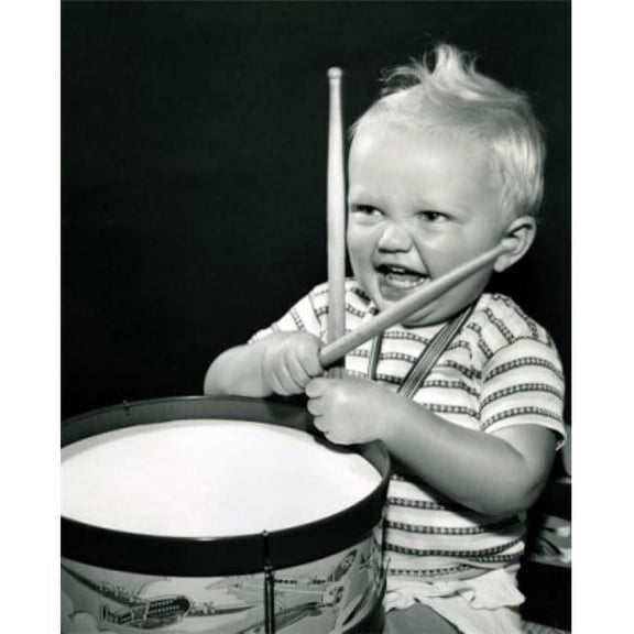 Baby Playing Drums Poster Print, 24 x 36 - Large