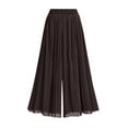 thumbnail image 3 of Dezsed Women's Beach Wide Leg Pants Comfy Elastic Waist Trouser Summer Casual High Waisted Loose Lounge Pant Coffee XXXL, 3 of 4