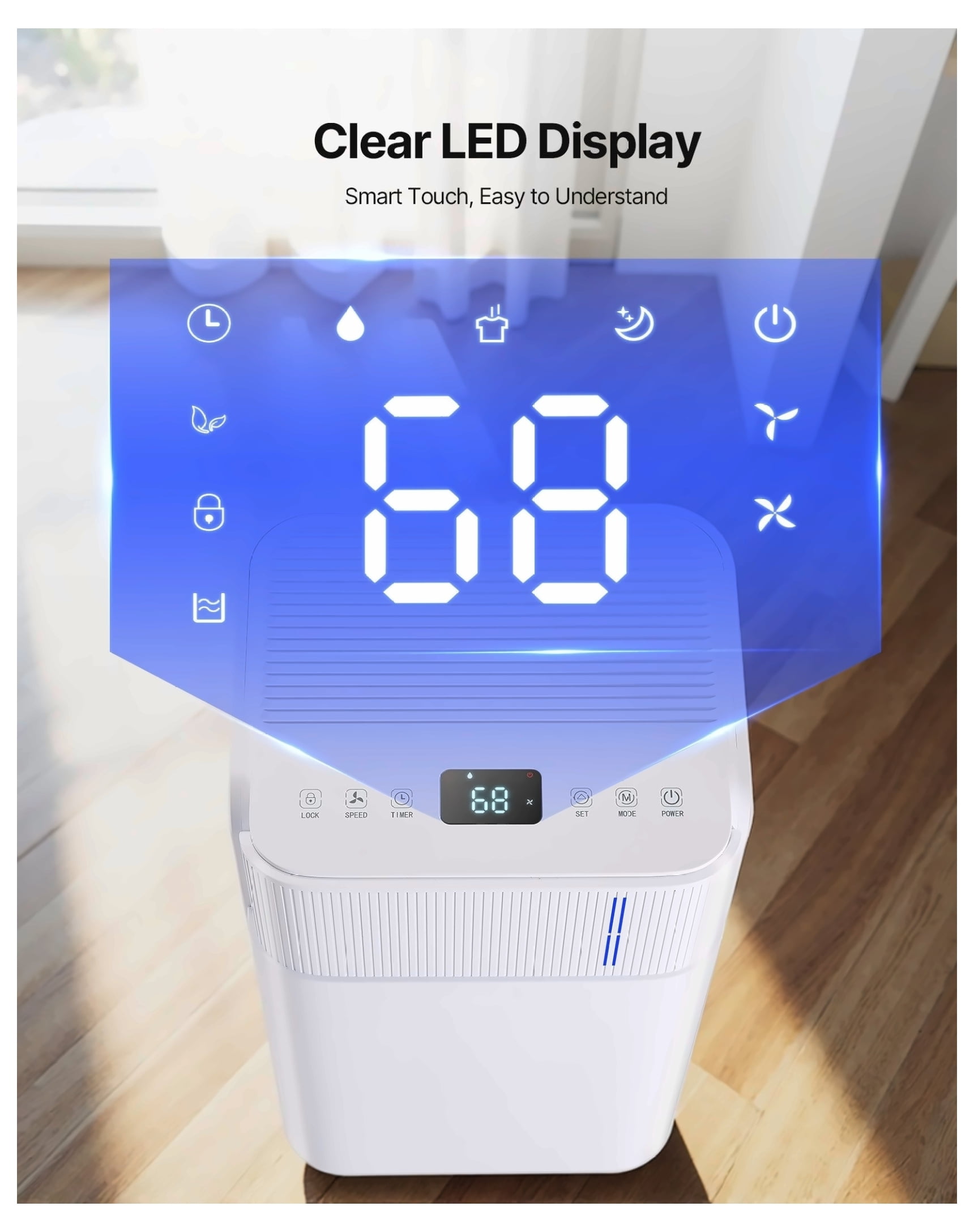 30 Pints Dehumidifier for Home Basement - Smart Dehumidifier Low Noise - Room Dehumidifier with Auto Humidity Control & Quiet Sleep Mode