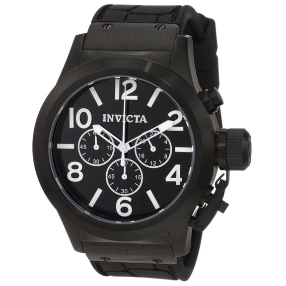 Invicta Men's 1147 Corduba Elegant Black IP Steel Rubber Strap Chronograph Watch