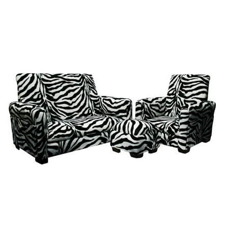 Kids Sofa Chair And Ottoman Set Zebra