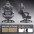 thumbnail image 3 of Dowinx Gaming Chair with Heated Massage Lumbar Support,Big and Tall Fabric Gaming Chairs for Adults with Footrest, Ergonomic Computer Game Chair with Poket Spring Cushions, 350lbs, Gray, 3 of 8