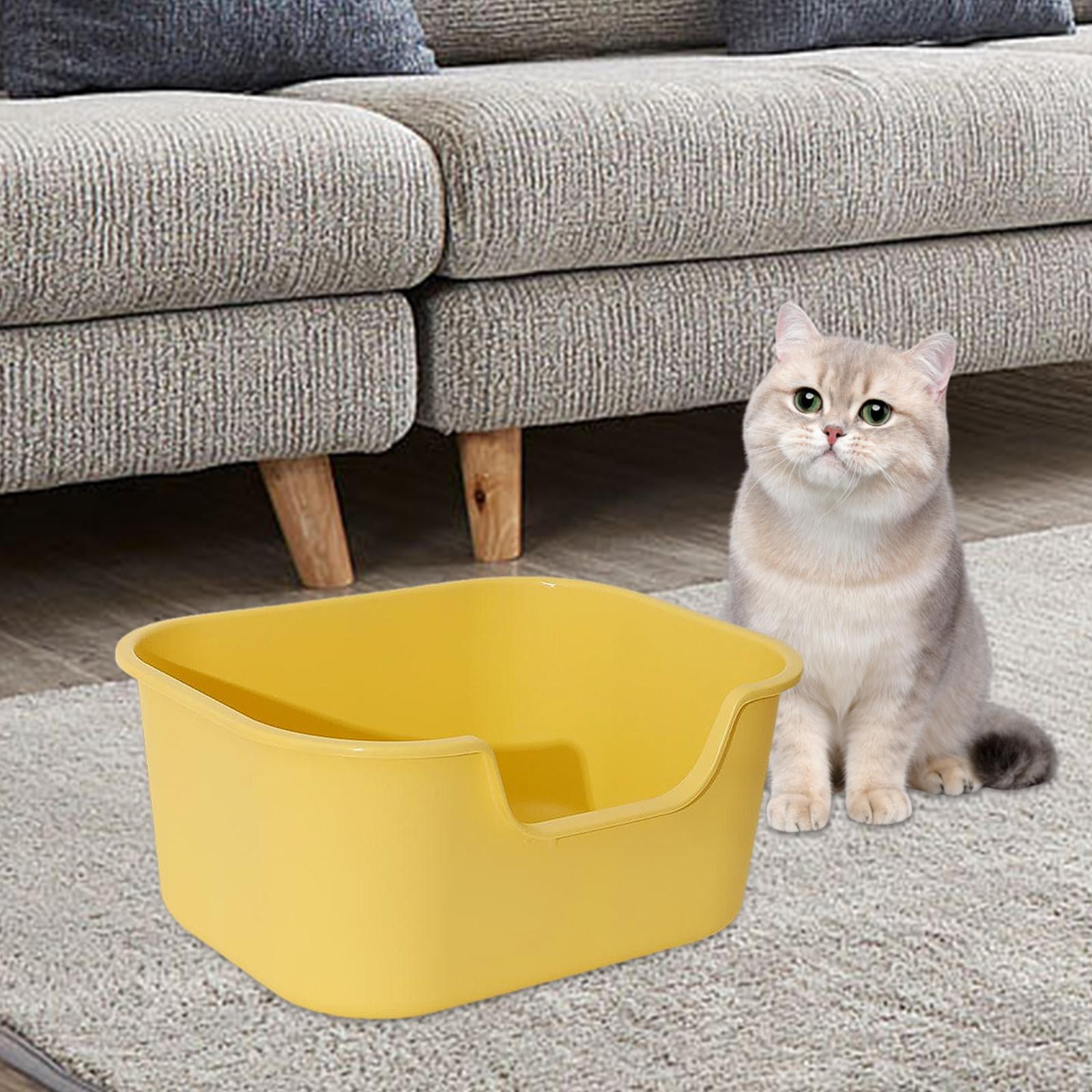 Open Litter Box Kitten Toilet Splashproof Portable Cat Toilet for Small Pets yellow