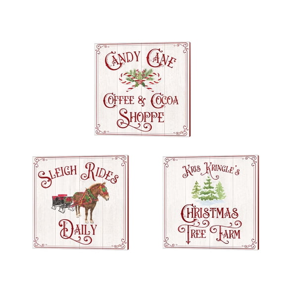 Great Art Now Vintage Holidays Canvas Art Prints, 14" x 14", Set of 3