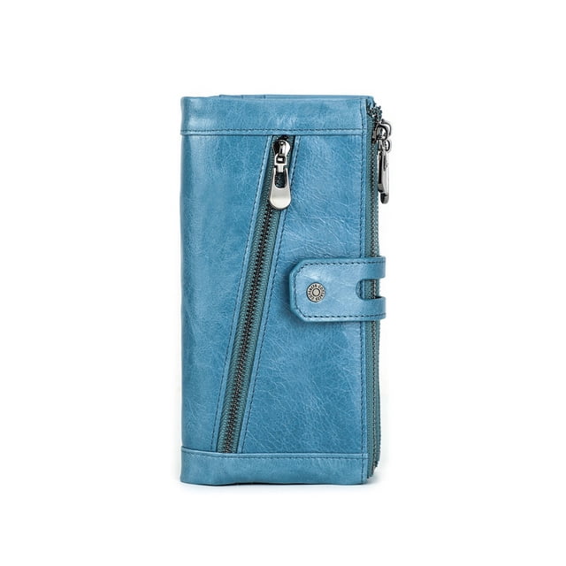 Minnieouse Cartera de cuero para mujer, carpeta de fotos Rectangular de repuesto, compartimento para efectivo, monedero elegante, Notecase, regalo Carteras Azul claro