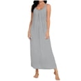 thumbnail image 2 of YgkuHd Plus Size Nightgowns Womens Solid Color Lace V Neck No Sleeved Loose Casual Mid Calf Nightgown House Dresses, 2 of 6