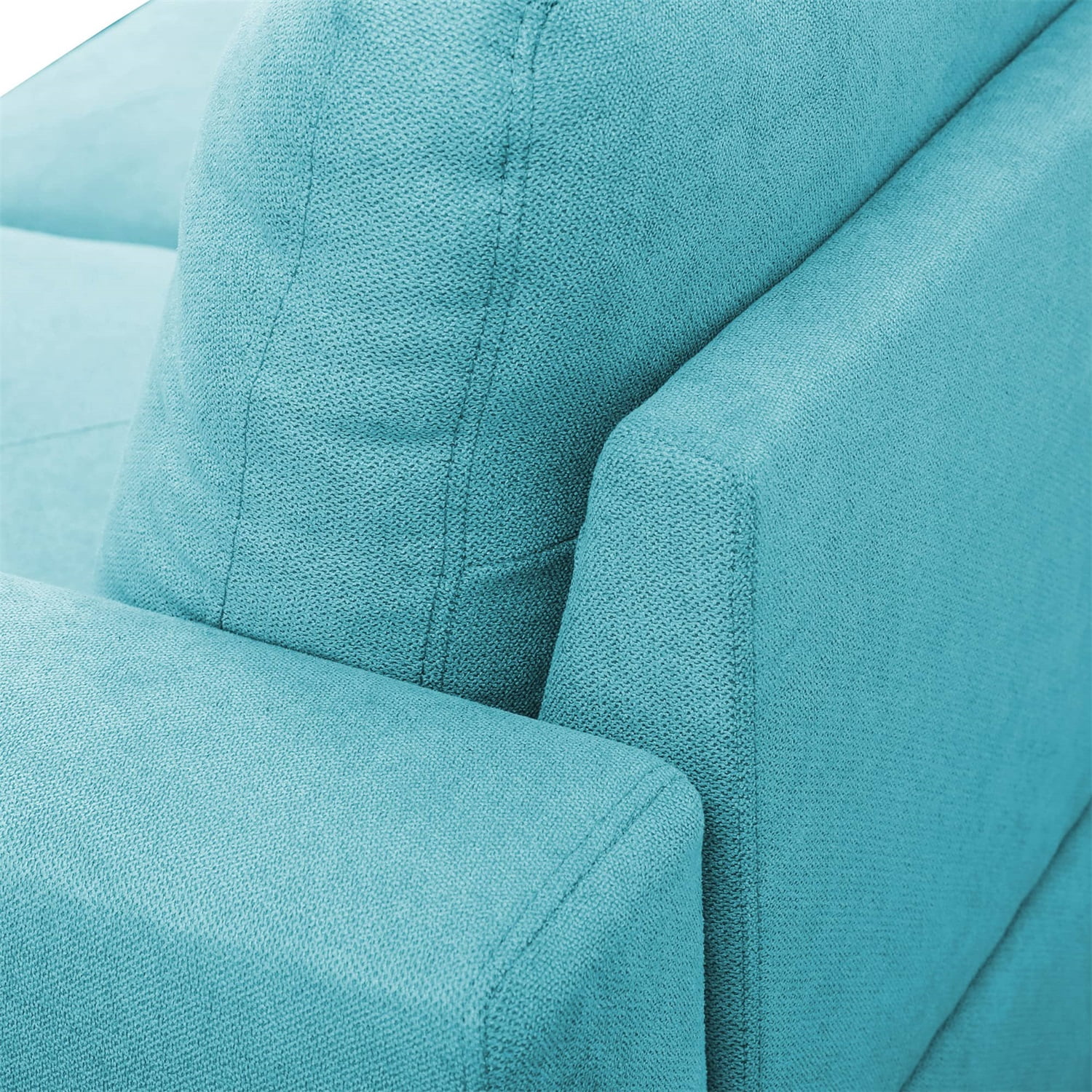 Hommoo Modern Linen 2-Piece Living Room Sofa Set Sectional Couches and Sofas, L-Shaped Sectional Couch Sofa, Light Blue(No Ottoman)