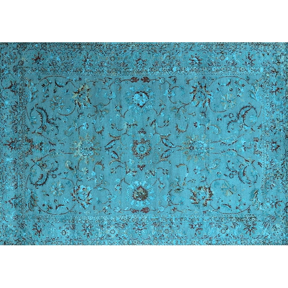 Ahgly Company Indoor Rectangle Oriental Light Blue Industrial Area Rugs, 5' x 8'