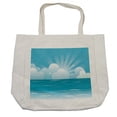 thumbnail image 1 of Cloud Shopping Bag, Calming Scene of Rising Sun and Flying Seagulls over the Ocean, Eco-Friendly Reusable Bag for Groceries Beach and More, 15.5" X 14.5", Cream, by Ambesonne, 1 of 2