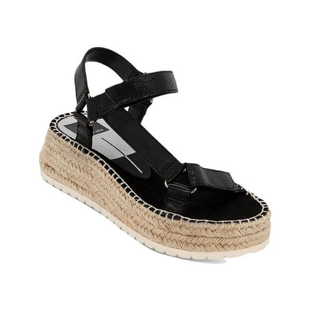 

Dolce Vita Womens Mano Leather Slingback Espadrilles Black 6.5 Medium (B M)
