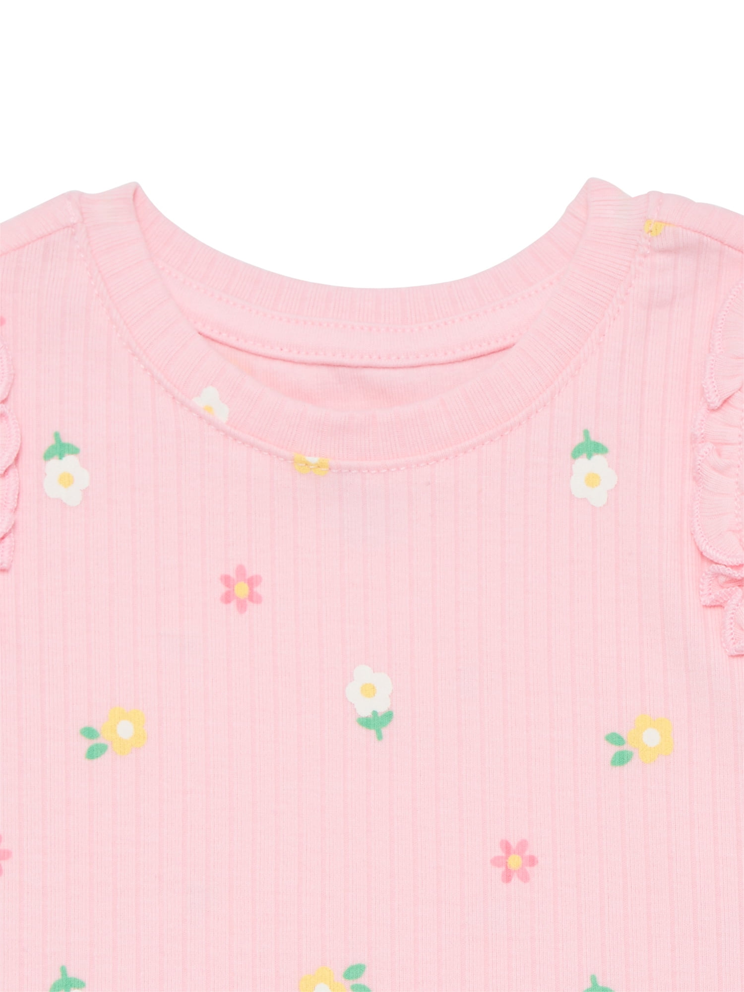 Wonder Nation Baby Girls Tee with Flutter Sleeves, Sizes 0-24 Months