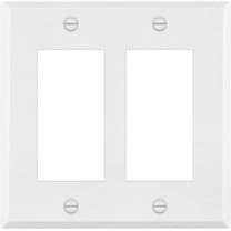 ENERLITES Double Decorator Switch Metal Wall Plate, Outlet Cover, Corrosion Resistant, Standard Size 2-Gang 4.50" x 4.57", Powder Coated Stamped Steel, 7732-WM, White Matte