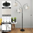 thumbnail image 3 of SUNMORY 3 Lights Floor Lamp with Remote Control and 3 Stepless Dimmable Bulbs, 78" Tall Standing Lamp with Hanging Drum Shade & Heavy Base, Modern Arc Floor Lamps for Living Room, Bedroom, Office, 3 of 5