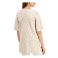thumbnail image 2 of ALFANI Womens Beige Mock Neck Printed Short Sleeve Sweater Size: XL, 2 of 4