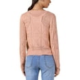 thumbnail image 3 of INSPIRE CHIC Women's Long Sleeve Button Down Knit Sweater Hollow Out V Neck Cropped Cardigans L Peach Pink, 3 of 6