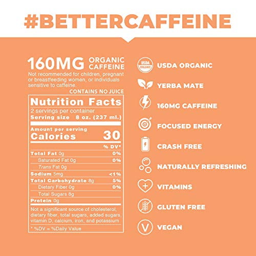 Yerba Mate, Peach, 12 (16 fl oz) Cans