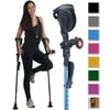 Ergobaum 7G by Ergoactives. 1 Pair (2 Units) of Ergonomic Forearm Crutches - Adult 5' - 6'6'' Adjustable, Foldable, Ergonomic, Shock Absorber, Non-Slip, Knee-Rest Platforms, LED Lights (Black)