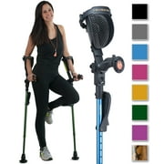 Ergobaum 7G by Ergoactives. 1 Pair (2 Units) of Ergonomic Forearm Crutches - Adult 5' - 6'6'' Adjustable, Foldable, Ergonomic, Shock Absorber, Non-Slip, Knee-Rest Platforms, LED Lights (Black)