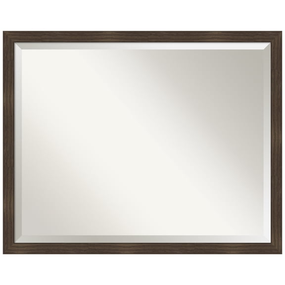 Amanti Art Woodgrain Stripe Beveled Wood Bathroom Wall Mirror