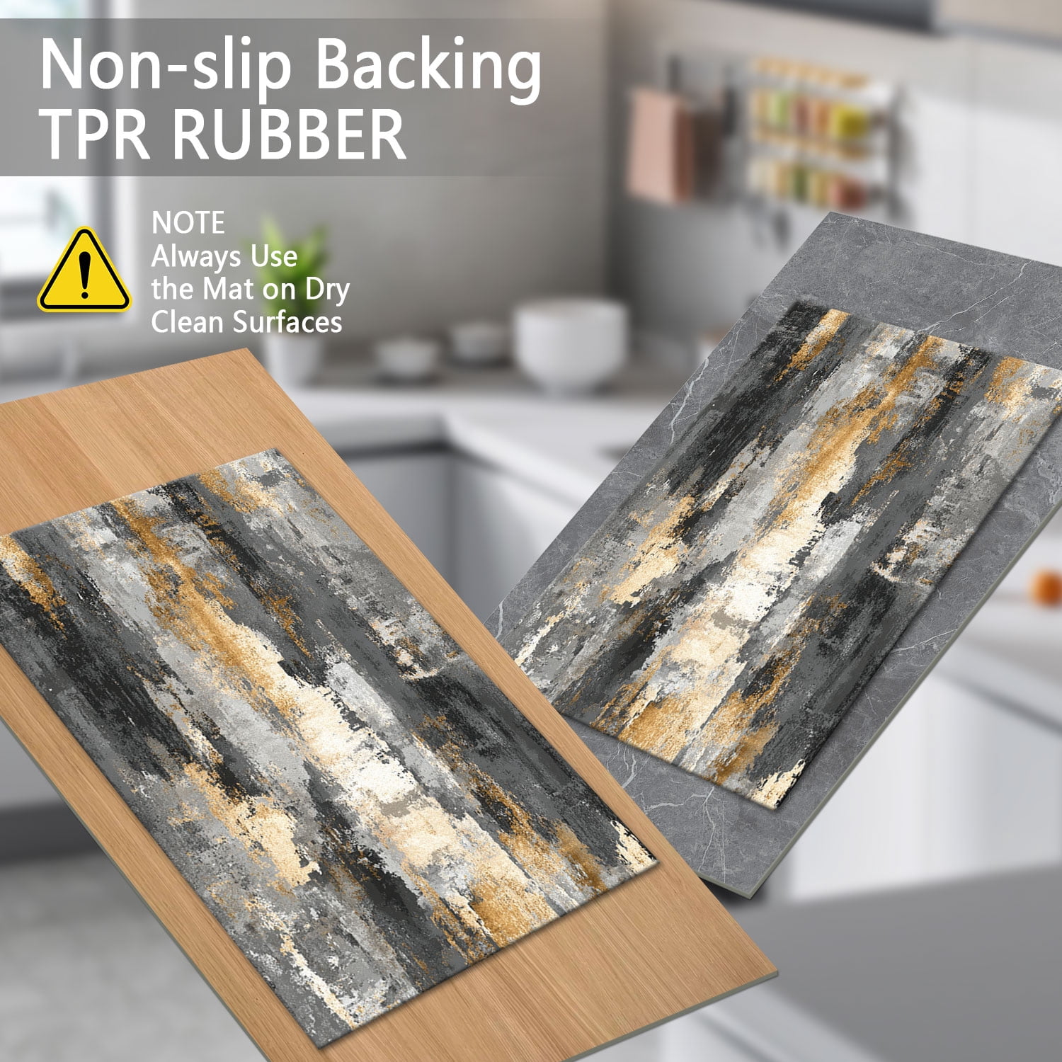 3 Piece Kitchen Rug Set, Non-Slip And Washable, Abstract Pattern Kitchen Hallway Rug, Soft And Comfortable, Suitable For Sinks, Floors, Entrances, Hallways and Bathrooms