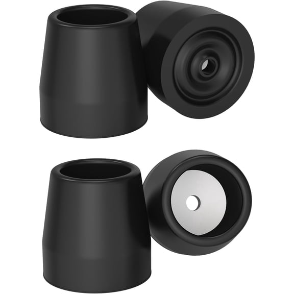 SupreGear 1" Rubber Walker Tips for Walkers, 4-Pack Replacement Caps for Commode Chairs, Black