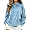 thumbnail image 2 of XUNKUSGA Mock Neck Sweatshirt Soft Velvet Sweatshirt for Women Casual Loose Pullover Top Classic Solid Color Long Sleeve Warm Fall Winter Tops for Women with Pockets S, 2 of 8