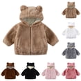 thumbnail image 2 of JUMEYU Toddler Jackets for Girls Toddler Girls Fleece Zip-Up Hooded Jacket with Bear Ear Plush Detail 4T 5T (Brown,4-5 Years), 2 of 8