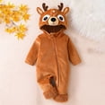 thumbnail image 5 of Otqutp Baby Deer Full Zip Hooded Bodysuit Soft Plush Animal Jumpsuit Newborn Long Sleeve Warm Romper Casual Infant Outfit for Halloween, 5 of 8