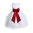 thumbnail image 3 of Ekidsbridal Satin Shimmering Organza White Flower Girl Dress Communion Baptism Gown Birthday Formal Evening Father Daughter Dance 4613T S, 3 of 3