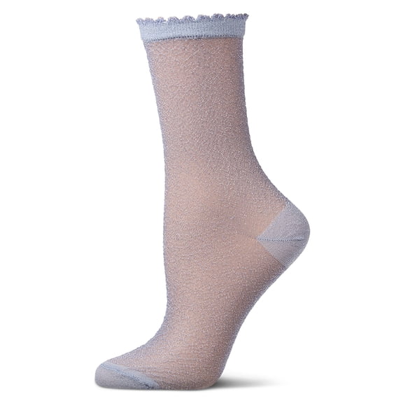 MeMoi Women's Shimmer Sheer Lurex-Blend Fashion Crew Sock - Womens - Female, 9-11, White