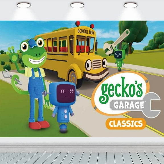 Gecko's Garage Backdrop Banner Party Supplies Poster Movie Theme Background for Photography Birthday Decorations